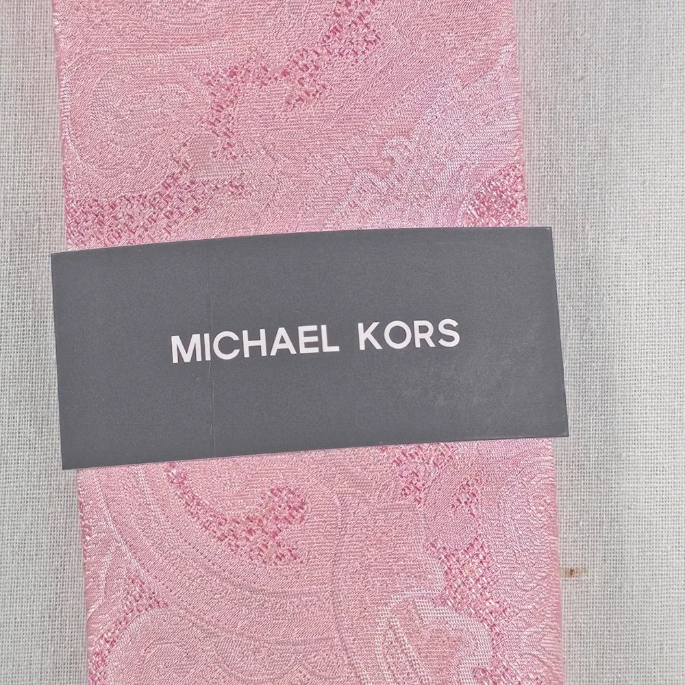 Michael Kors Tie Mens One Size Pink Farington Paisley Silk Blend Necktie NWT